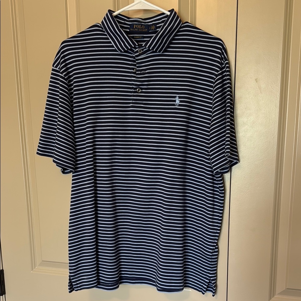 Polo by Ralph Lauren Navy & Light Blue Striped Polo Shirt